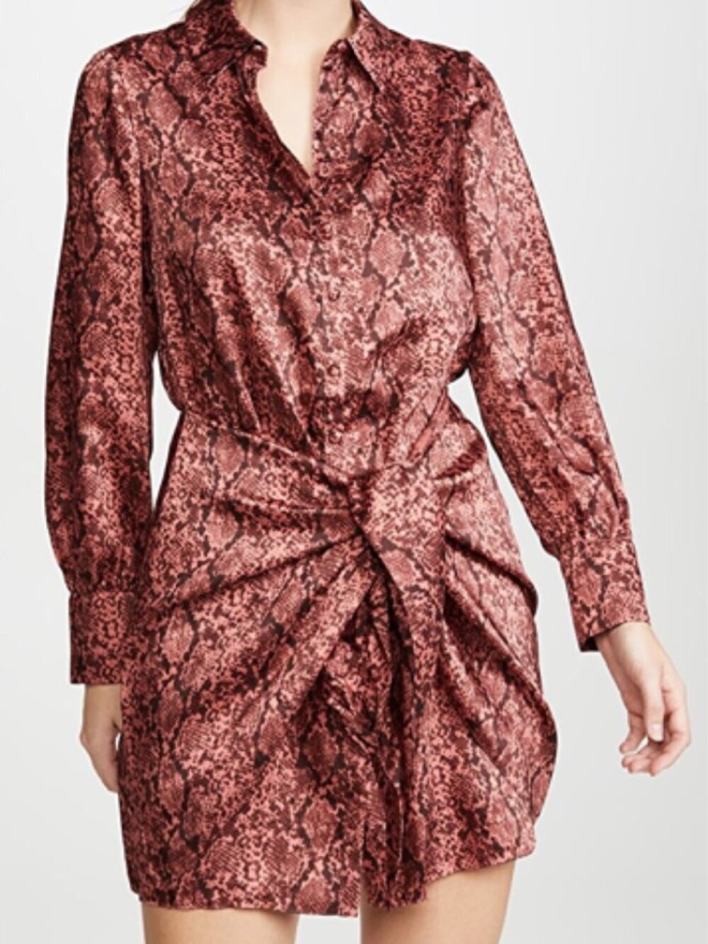 Cinq A Sept Gaby Snake Print Satin Long Sleeve Mini Dress US 8​
